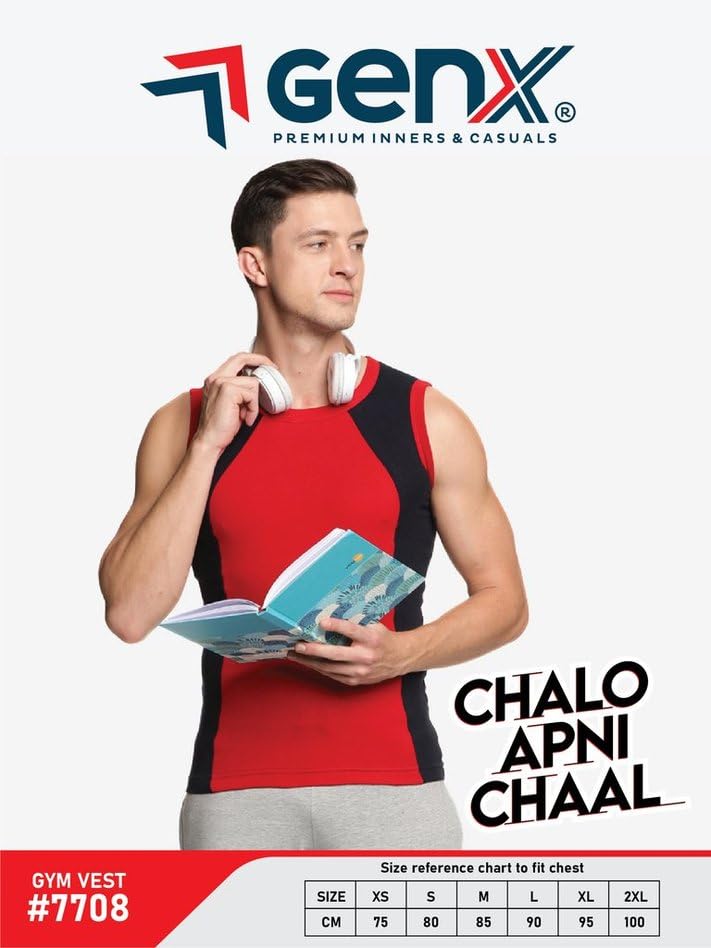 Image of Genx Men's Super Combed Cotton Gym Vest with Sports Style (Pack of 2) (Color May Vary)