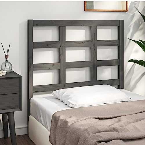 Cabecero de cama gris de madera maciza de pino de 95,5x100 cm para dormitorio 2