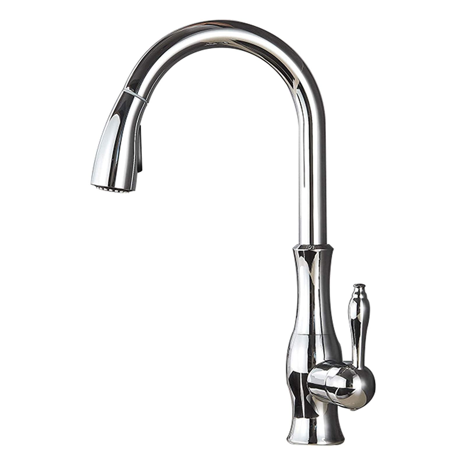 MXXQRHF Pull Down Kitchen Faucet, Single Handle High Arc 2-Modes Sprayer Kitchen Sink Faucet, 360° Swivel Brass Kitchen Mixer Tap for Hot and Cold Water,Gold (Color : Cromo)