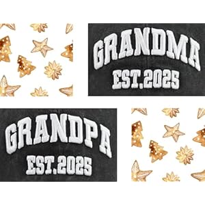 2pcs grandpa and grandma est 2024 2025 hat for men women funny adjustable embroidered cotton new grandparents baseball cap  urban country home decor