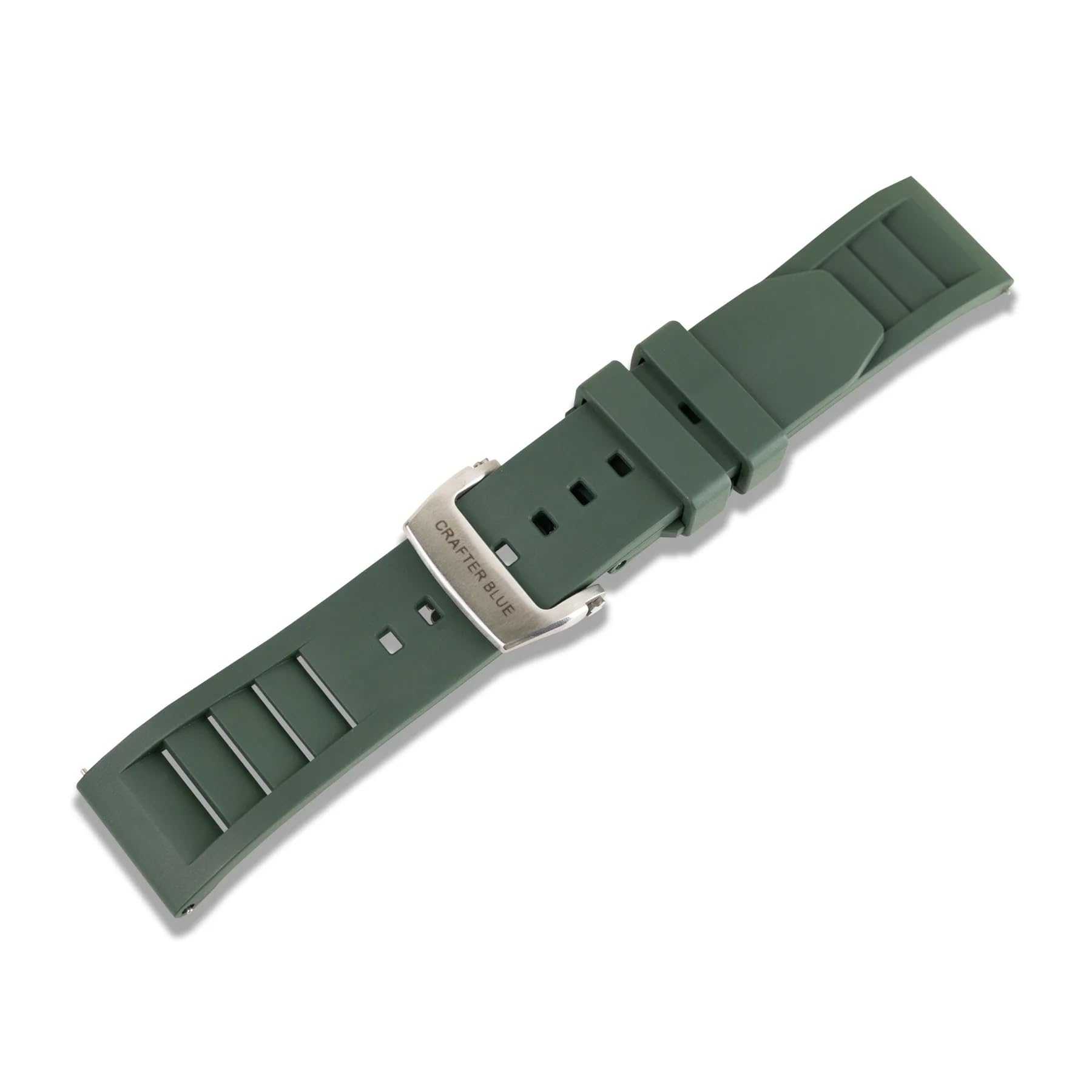 CRAFTER BLUE UX08 Cinturino di ricambio in gomma FKM con chiusura a farfalla con estremità dritta, per tutti gli orologi con anse larghe 20 mm/22 mm
