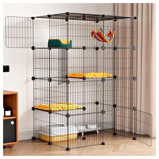 Oneluck 4-Tier 47.2 Inch Large Cat Cages DIY Cat Playpen Detachable Metal Wire Kennels Cat Crate Exercise Extra Place Ideal for 1-2 Cat