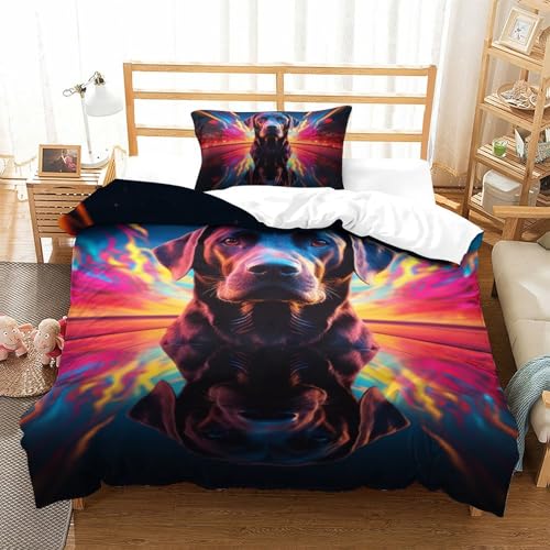 Housse de couette labrador anti-plis en microfibre douce pour lit simple - 2