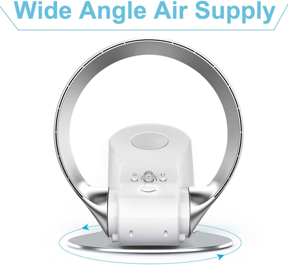 Wall Mount Fan 14 Inch, Bladeless Fan, With Remote Control/Timer, 26W, 90° Rotation, Black/Silver, Easy To Use (Color : Silver)