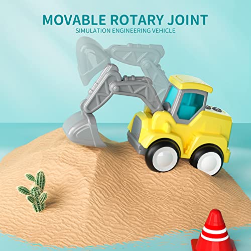 Temi Construction Cars Toys For 3 4 5 Year Old Boys - 4 Pack Trucks Push Go Car, Friction Powered Car Vehicle Toys For Toddlers 1-3, Kid Toys For Age 3-9 Toddlers Kids Boys & Girls #TOP3