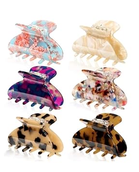 3 pcs Seoul fashion Medium Hair Claw Clips for Thin Hair 2.6 Inch Tortoise Shell Hair Clip Banana Clips Jaw Clips French Style Barrettes hair Clip Accessories for Women Girls (Classic Patterns)
