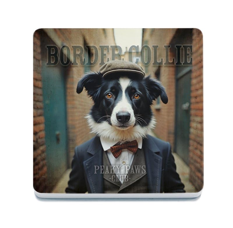 Decorative Coaster (10 x 10 cm) - Peaky Paws (Border Collie)