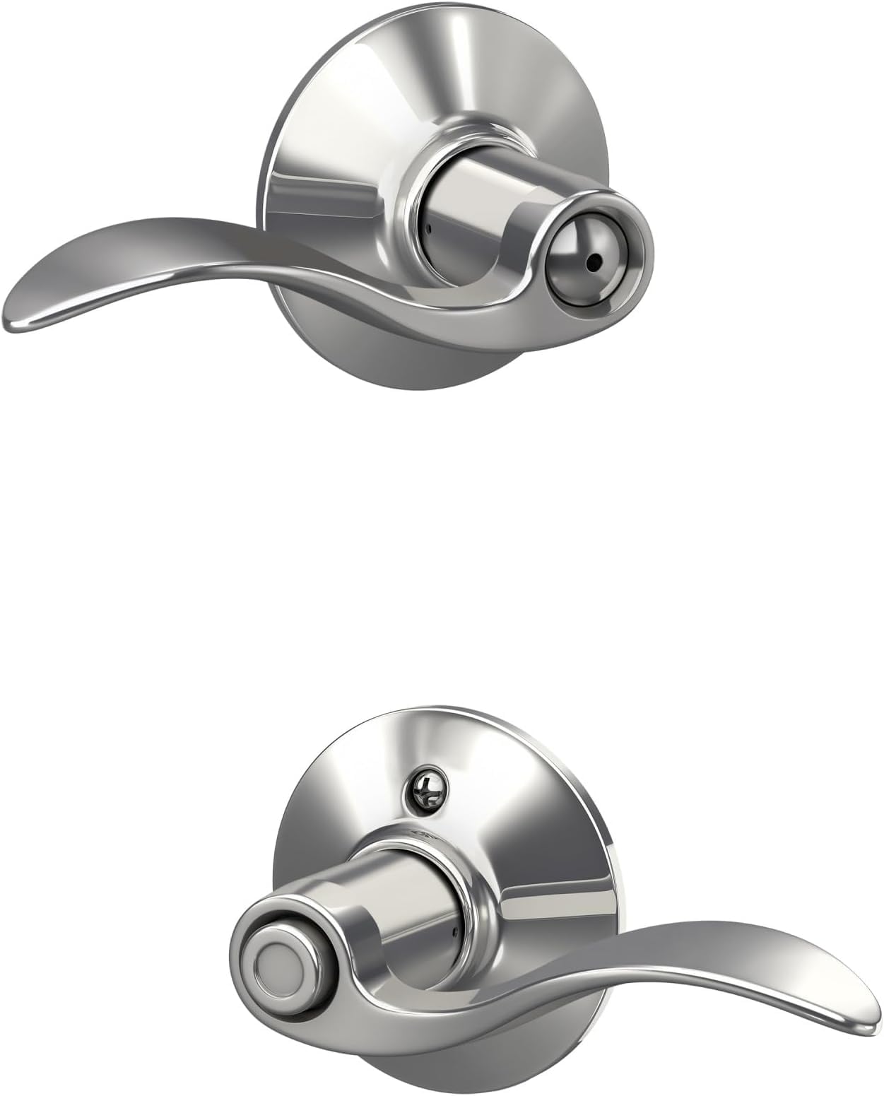 SCHLAGE F40 Acc 625 Accent Door Lever, Bed &amp; Bath Privacy Lock, Bright Chrome (Pack of 8)