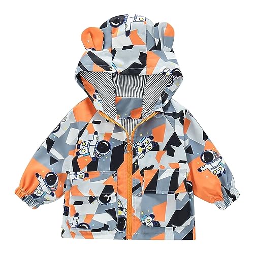 2023 Spring and Autumn Boys Jackets Toddler Boys Girls Coat Cute Long Sleeve Cartoon Windbreaker Hooded Jackets