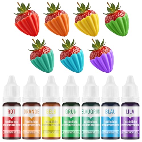 Fettlösliche Lebensmittelfarbe 7 Farben X 12ml Waysroma Hochkonzentriert Lebensmittelfarbe Ölbasis für Schokolade Food Coloring für Tortendeko Cupcake Backen Zuckerguss Fondant