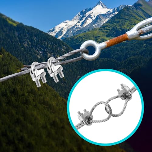 Kayqbonke 12 Stück M6 Drahtseilklemme, 304 Edelstahl Seilklemme, DIN 741 Seilklemmen 6mm, Seilklemmen für Befestigungvon Seilen, Aufhängung Von Sonnensegeln, Wäscheleinen, Bannern