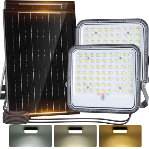 Aigostar-Projecteur Solaire LED d’extérieur avec Grande Panneau Solaire,Dimmable 3000/4000/6500K,8000mAH,Batterie de Grande Capacité,IP66,Lampe Solaire...