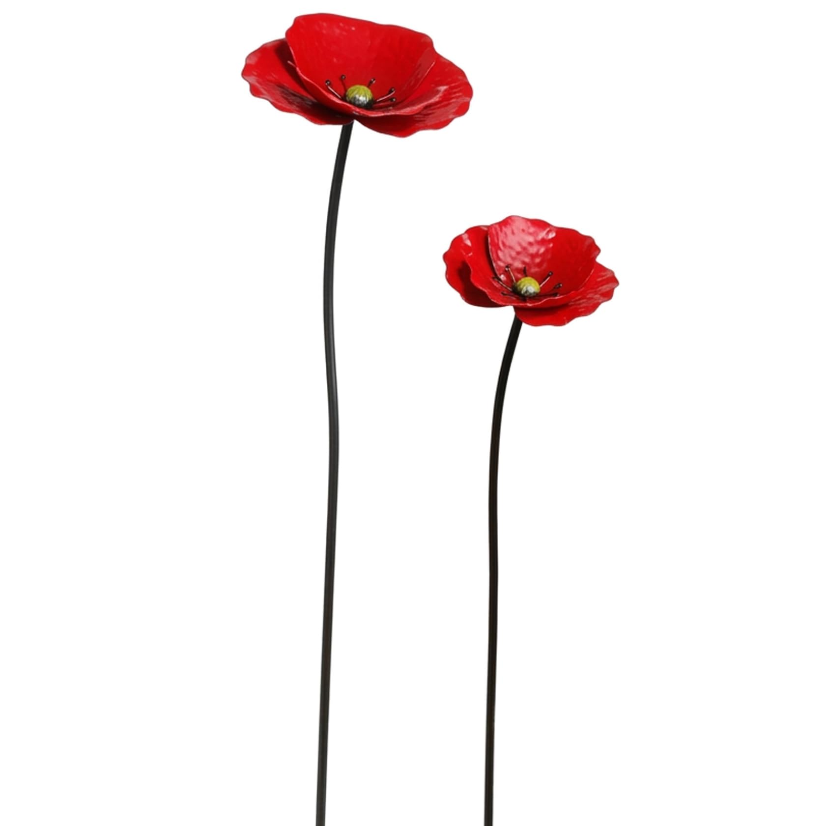 Otbushit 2 Pack Metal Flower Garden Stakes, Vibrant Red Outdoor Decor with Easy Installation for Yard Patio Plant Bed Decor
