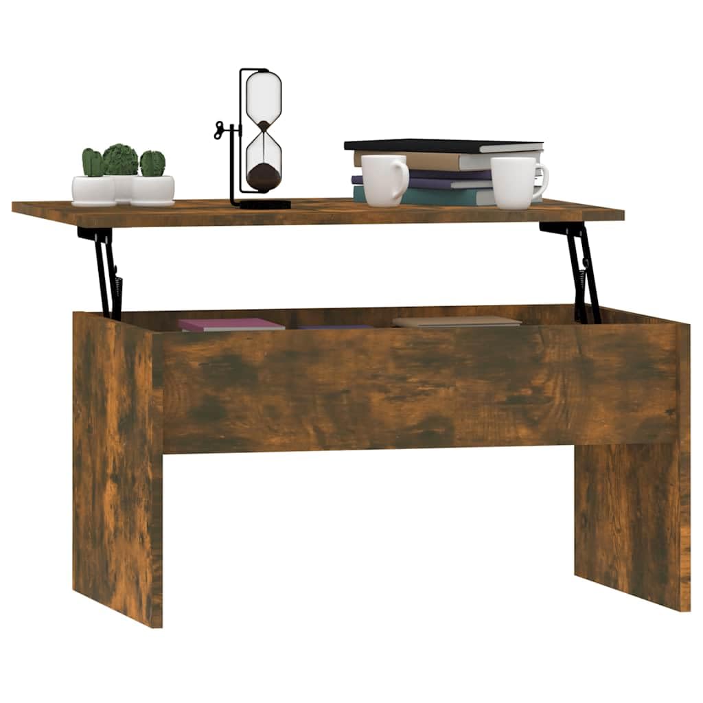 vidaXL Mesa de Centro Mesita Auxiliar Consola Lateral Salón Sofá Sala de Estar Café Muebles Mobiliario Contrachapado Roble Ahumado 80x50,5x41,5 cm
