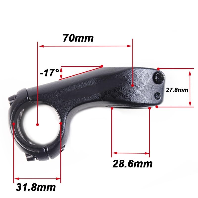 Attacco Manubrio MTB Attacco Manubrio Bici 17 Gradi 70 mm Attacco Manubrio Bici Lega di Alluminio Manubri Bici Potenza MTB Parte Tavolo Bici Attacco Manubrio Bici da Corsa(White Logo)