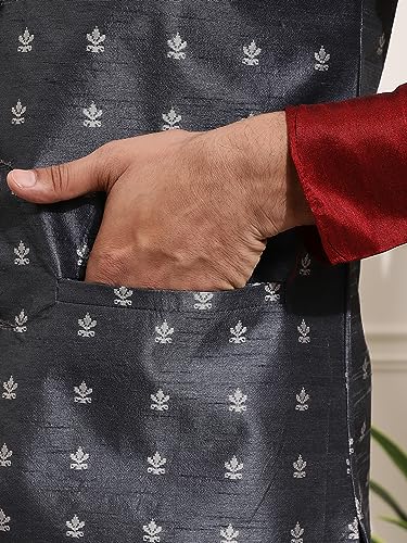 Image of SOJANYA (Since 1958 Men's Silk Blend Kurta Pyjama & Printed Nehru Jacket Combo