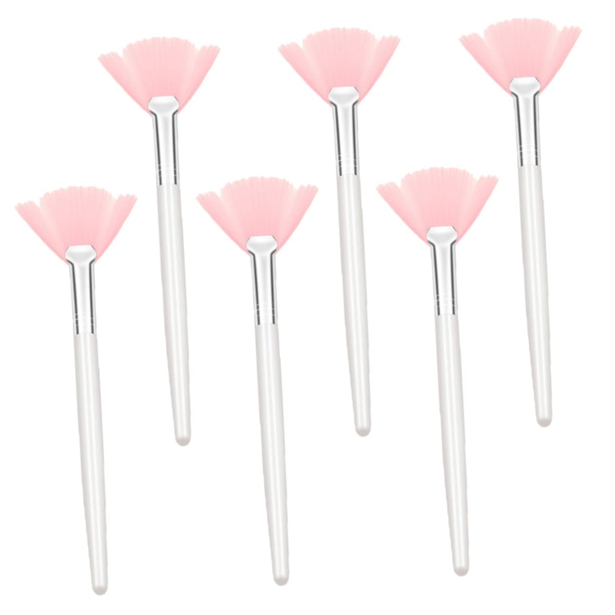 FOMIYES 6pcs Long Handle Soft Bristle Facial Brush Set Makeup for Foundation Highlighter Contouring Fluffy Makeup Applicator Kit