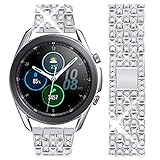 ✅Kompatibel mit Samsung Galaxy Watch 3 45mm / Galaxy Watch 46mm / S3 Frontier / S3 Classic, und andere traditionelle Uhren mit 22mm Gelenk Breite der Bänder. Speziell Diamant Watch Armbänder für Samsung Galaxy Watch 22mm. Mode Elegant Glänzend Armband, zeigen Sie Ihren Charme. Passend für 130 - 235mm Handgelenke. 18MM BREITE, 190MM LÄNGE.