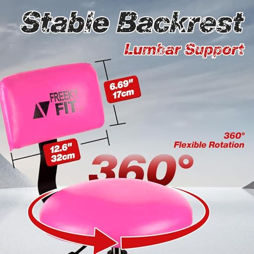 Image of Shop Stool with Backrest, Mechanic Garage Stool for Workshop, Adjustable Shop Stools Chair, Padded Workbench Stools for Men Women, 300 LBS Capacity, 360 Swivel PVC Seat, Heavy Duty, Pink