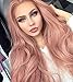Produktbild Cosswigs Long Wavy Peach Red Pink Lace Front Wig for Women Glueless Synthetic Pink Wig Heat Ok 24inches