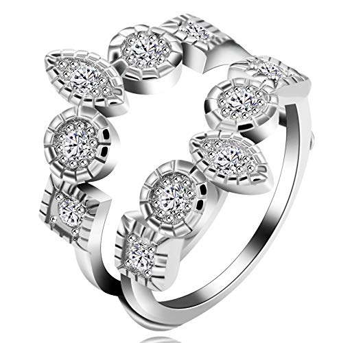 Uloveido Women's Platinum Plated Round Cubic Zirconia Marquise Wedding Engagement Rings Enhancer Y507 (Size 6)