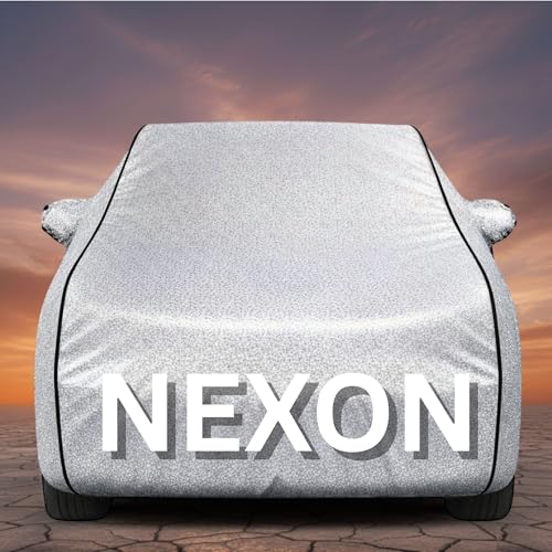 Image of Premium Silver Series 100% Waterproof Car Body Cover for Nexon Cover (All Models) with Mirror Pockets | Triple Stitched, Elastic, Custom Fit, Heat Resistant, Anti-Dust, All-Weather Cover