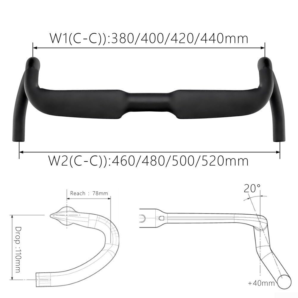 Guidon Vélo T800 420mm Routing Interne Guidon Vélo T800 420mm