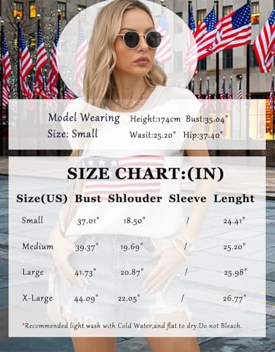 Image of Women's American Flag Lightweight Knit Crewneck Cap Sleeve Sweater Vest Top