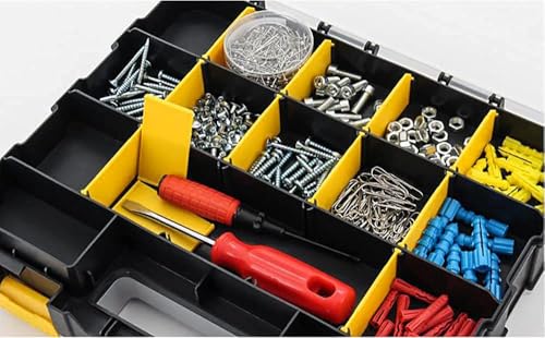 Image of AIDY-PRO Tools Box Organizer Double Side 34 Compartments Hardware Organizers with Removable Plastic Dividers for Screws Nuts Nails