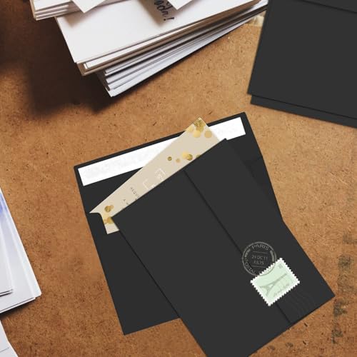 Image of 70 Packs A4 Envelope, Black A4 Envelopes, 4x6 Photo Envelopes for Invitations, Envelopes Self Seal for Weddings, Baby Shower, Photos, Postcards, Greeting Cards, Mailing