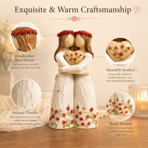 Sister Gifts from Sister, Sister Birthday Gift, Unique Red Floral Figurine - image 6
