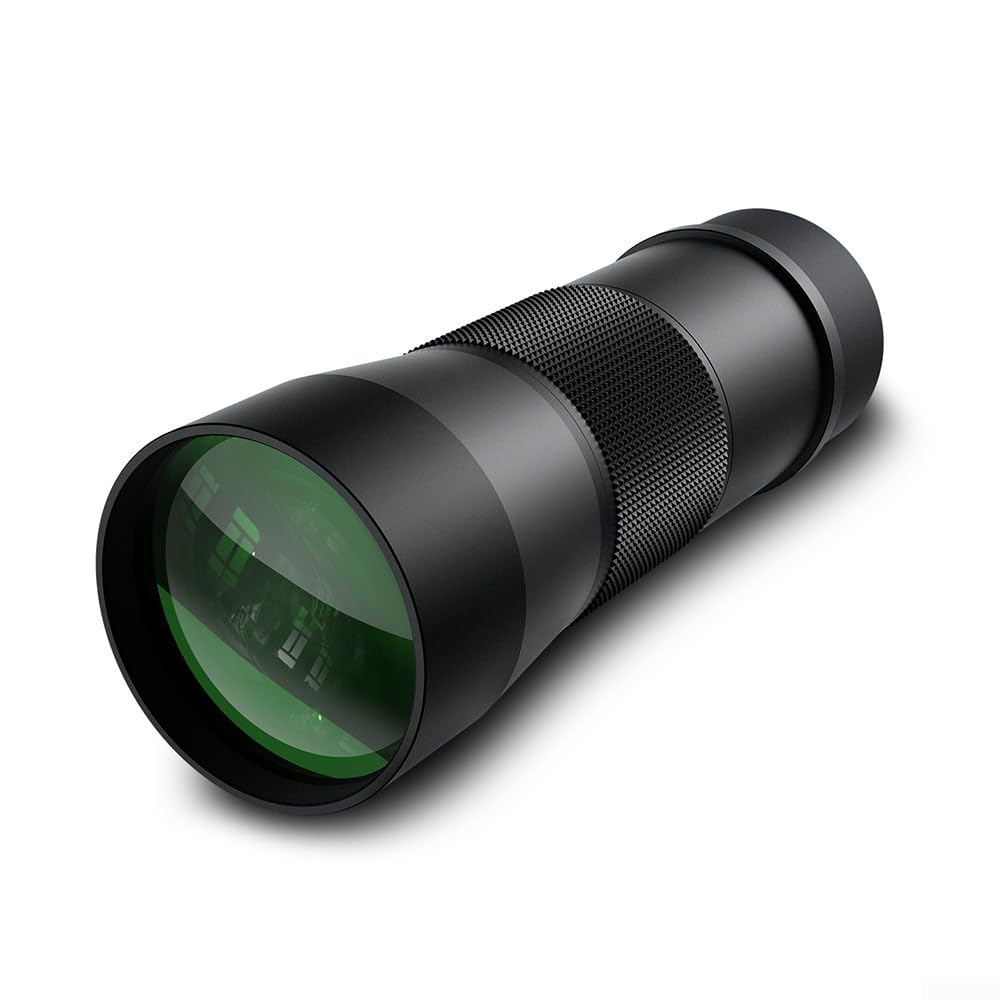 HD-Monokular-Teleskop 8 x 42/10 x 42, IPX7 wasserdicht, mit Stickstoff gefüllt, Metallgehäuse, Hochleistungs-Zielfernrohr für Vogelbeobachtung, Wandern, Camping, Wildbeobachtung, schwarz (8 x 42)