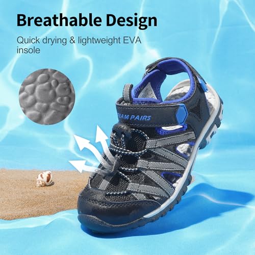 Image of DREAM PAIRS Boys Girls Closed-Toe Outdoor Summer Water Sport Sandals for Toddler /Little /Big Kid