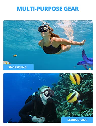 Image of AKASO A1 Snorkel Mask, Scuba Mask Anti-Fog Broad View Anti-Leak with Camera Mount Diving Mask Snorkeling Mask, Snorkeling Gear for Adults (Black)