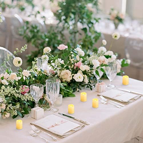 LED Flameless Flickering Votive Tea Lights Candle Battery Operated Set of 24 / Electric Flicker Tealights Bulk Fake Candles for Wedding, Party, Festival, Christmas Decorations etc (Batteries Included)