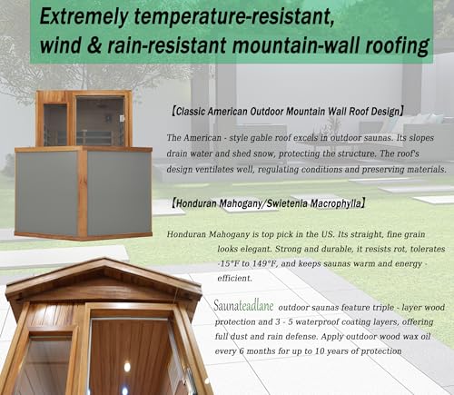 Image of LTCCDSS Ultra-Low EMF Mahogany Outdoor Sauna 2-Person, Far Infrared Saunas for Home, EMF 0.1-1mG, 6 Carbon Crystal Heaters, 360 Full Enclosure, Bluetooth & Chromotherapy, 57.8 * 40.5 * 81.1 inch