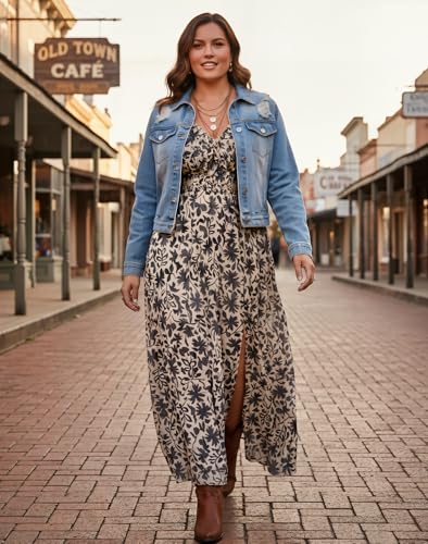 Image of EYWOL Wedding Guest Dresses for Women Long Sleeve Chiffon Floral with Slit | Maxi\Midi, Long, V Neck, A-Line, Chiffon, Elastic Waist, Flowy, Boho, Western, Fall, Flattering, Elegant, Curvy, Maternity,