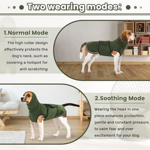 IECOii Dog Anxiety Calming Hoodie with Hood,Soft Dog Anxiety Vest,Dog Calming Vest,Breathable Dog Anxiety Jacket Vest Coat for Thunderstorms,Fireworks,Vet Visits,Travel,Dog Anxiety Shirt,Green,S - Image 5