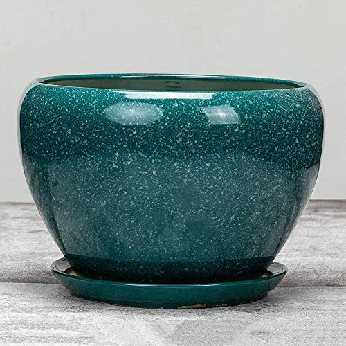 Ceramic Flower Pot Extra Large Bright Dark Green Planter with