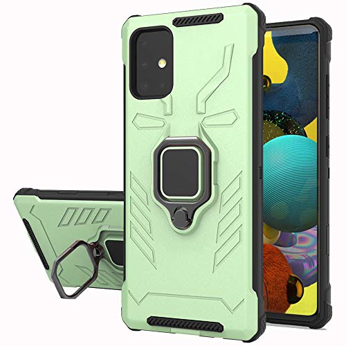Samsung A51 Case, Samsung Galaxy A51 Case, Yiakeng Military Grade Protection Shockproof Cover Case with Ring Bracket for Samsung Galaxy A51 5G (Light Green)