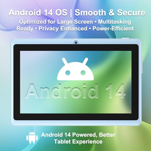 Image of 7 Inch Android 14 Tablet with Waterproof Case(Blue)