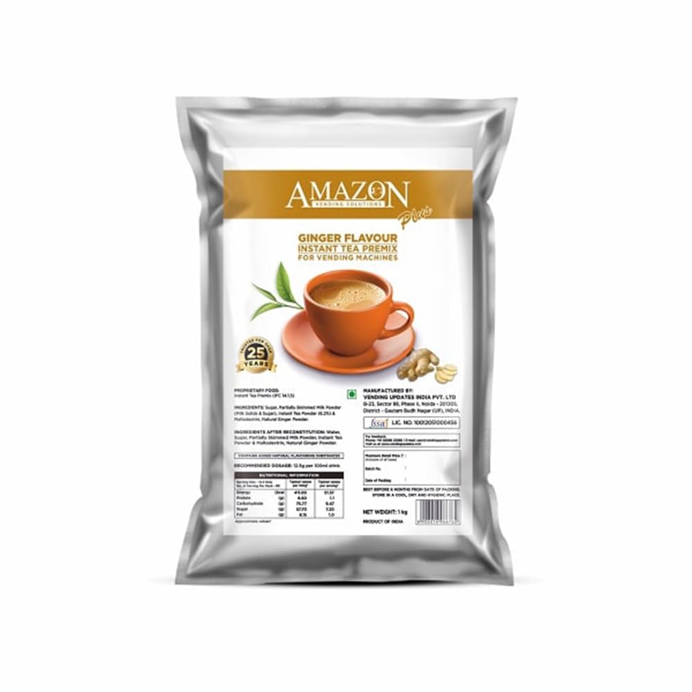 AMAZON 3 in 1 Ginger Plus Instant Tea Premix Powder 1 Kg (Ginger Powder Tea, Milk and Sugar) for Vending Machine, Bag