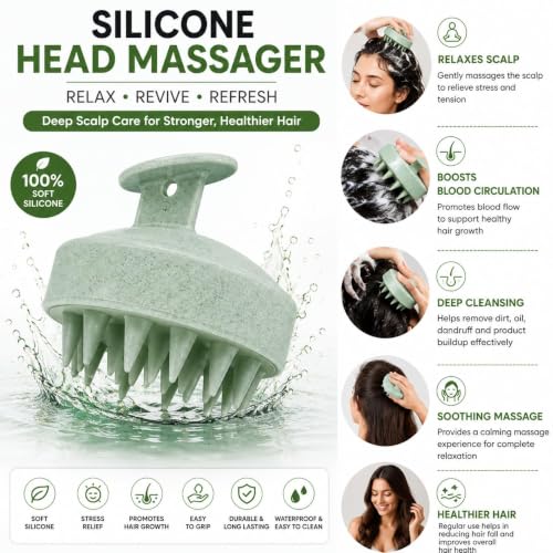 Image of LUMONY 5 -in-1 Soft Silicone Bath Brush Set | Back Scrubber Belt | Long Handle Back Scrubber + Body Scrubber + Scalp Massager + Face Massager | Super Exfoliating & Lathering Shower Brush | BPA-Free | For Men & Women (With A Free 3pcs Hook)