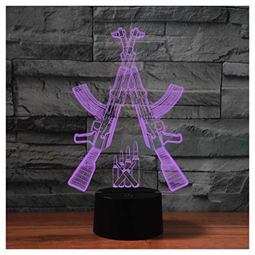 QQAAMZ Pistola De Mesa Creativa 3d Recargable Control Remoto Luz Usb Iluminación Del Dormitorio Infantil Decorada Con Luz Nocturna Led, El Mejor Regalo Para Navidad Y Cumpleaños (16 colores-2) Cover