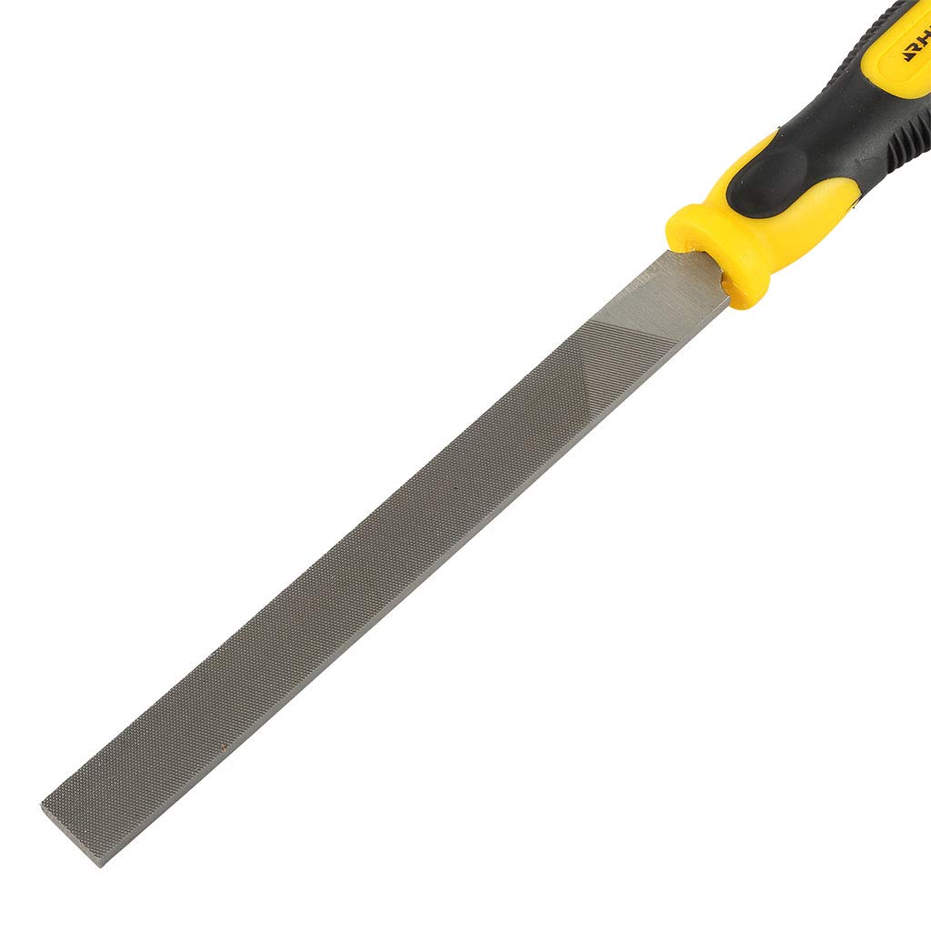 RHINO - Grattugia per metalli piatti 200 mm - Lima per metalli piatti con manico bimateriale - Lunghezza 200 mm - Garanzia 5 anni - Consente di realizzare tutti i tipi di lavori di finitura su metallo
