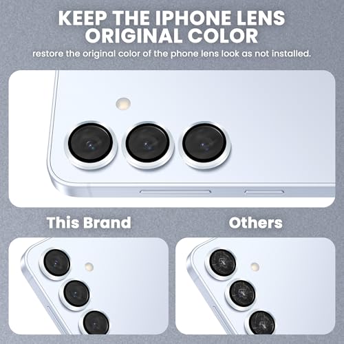 Image of FIRST MART ICY Blue Camera Ring Guard Protector for Samsung Galaxy S25 | Tempered Glass with Metal Alloy Rings, HD Clear, Scratch Resistant, Case-Friendly | Pack of 1