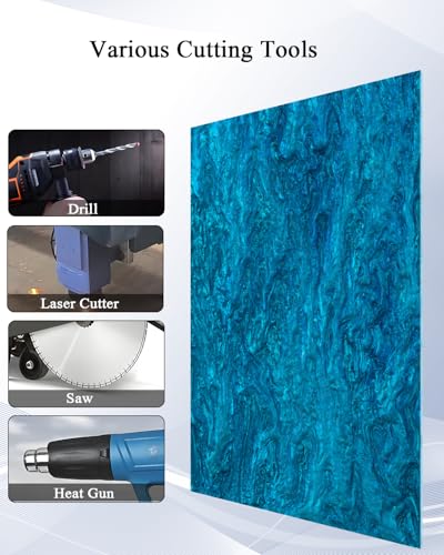 Image of TOEPODO Pearl Cast Acrylic Sheets Pearlescent Glitter Acrylic Sheet 1 /8 Thickness Acrylic Sheets for Laser Cutting for Art Design DIY Crafts /Home Deco (3, Blue, 8x12 Inch)