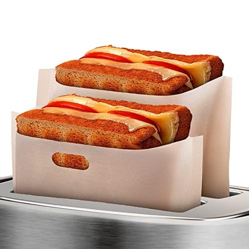 Non-Stick Reusable Toaster Bags (Set of 12),Heat Resistant, Gluten Freefor Grilled Cheese Sandwiches