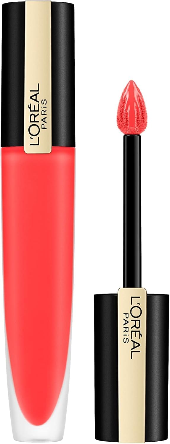 L'Oréal Paris Lipstick, Liquid Format with Matte Finish, Oil-In-Water Formula, Breathable and Lightweight Feel, Non-Flaking, Colour: 132 I Radiate, 7ml