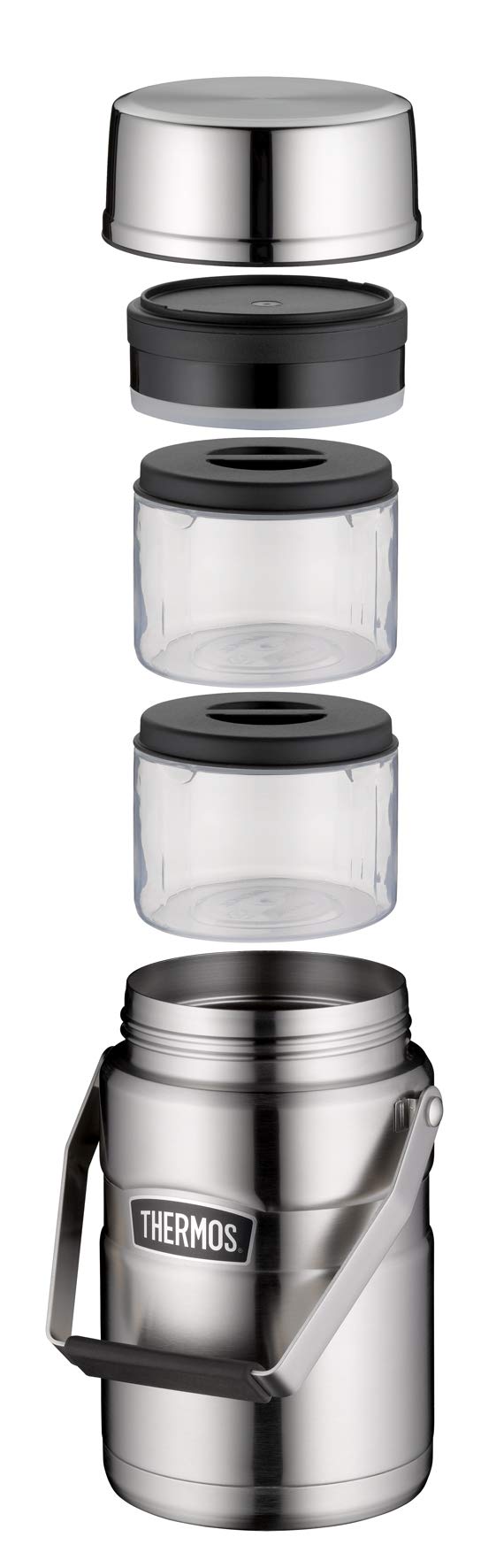Thermos STAINLESS King Food JAR - Termo de acero inoxidable con inserciones y asa, 1,2 l, acero inoxidable, 12 horas de calor/24 h frío, para pasta, sopa, cereales, recipiente térmico para alimentos,